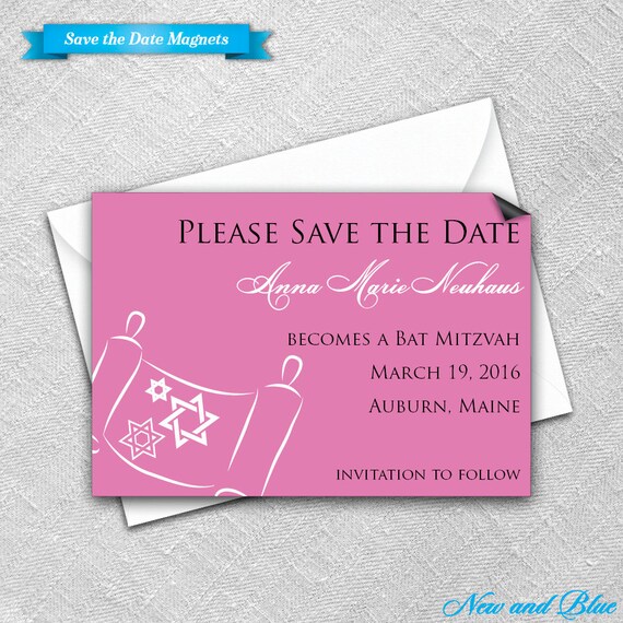 Save the Date Magnet Envelope Bar / Bat Mitzvah by NewandBlue