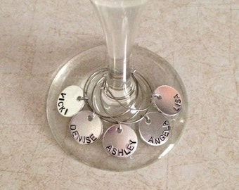 Personalized Wine Charms, Set of 5 or more, Names or Words