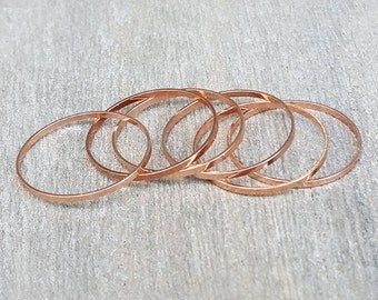 Thin rose gold rings, Set of 6 stacking rings, Small rings, Knuckle Rings, Rose gold shiny bands, Rose gold jewelry, Rose gold accessories
