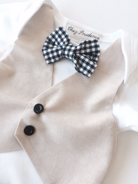 Baby and toddler boys vest tie bowtie wedding by ChezPrudence