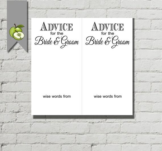 Advice to bride and groom-wedding Advice notecard