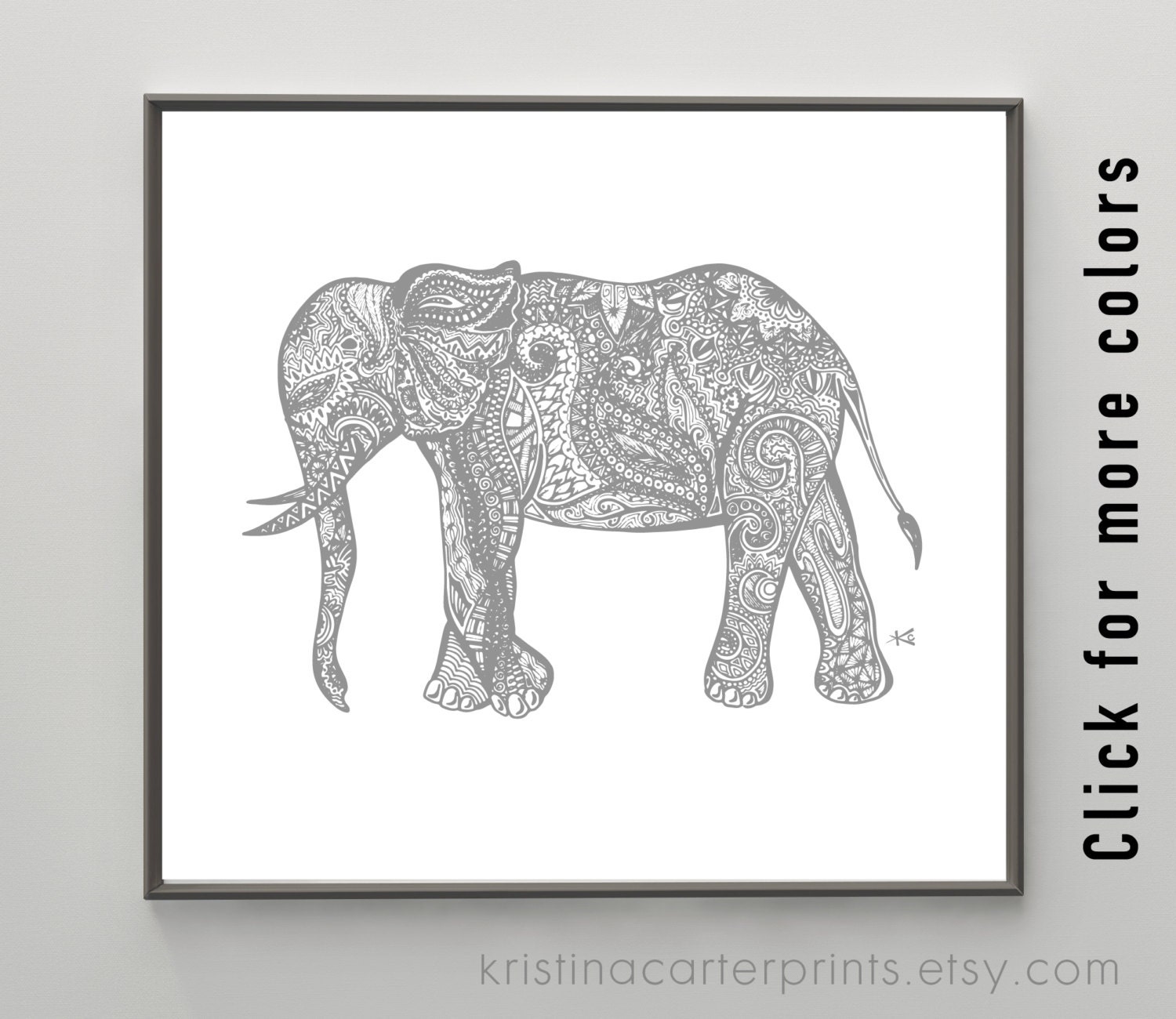 african elephant picture tribal art print zentangle pattern