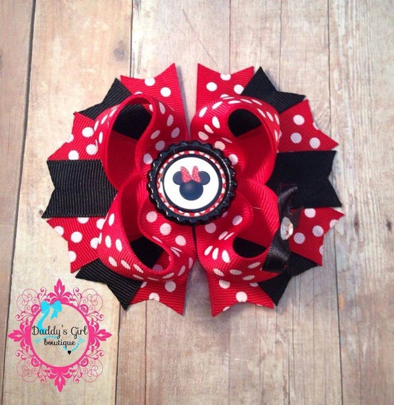 Minnie Mouse Inspired Bow-Classic Red and Black Minnie Mmouse