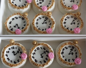 Alice in Wonderland oreos, pocket watch oreos, clock oreos,