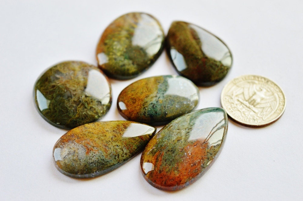 6 Pieces Lot Moss agate loose gemstones gemstone by