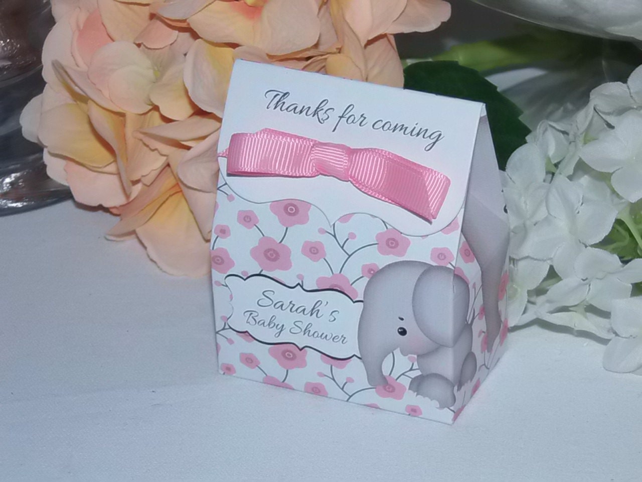 Elephant Favor Bags Personalized Baby Shower Favors Pink