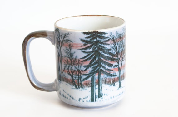 vintage otagiri stoneware forest print mug pine trees at vintage otagiri stoneware forest print mug pine trees at