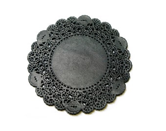 Doily Paper Round Doilies Doily Lace Cardmaking Decoration 3.5 inch Black