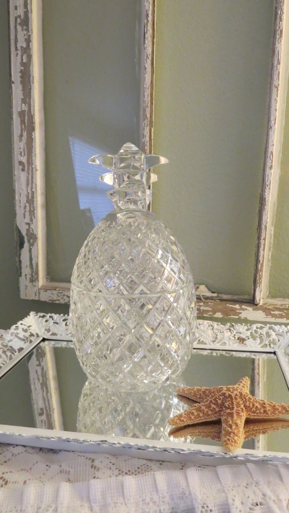 Pineapple Decor Lead Crystal Pineapple Jar Candy Dish Lidded