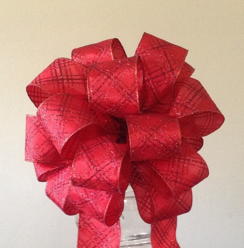 Large Red Bow Christmas Tree Topper Bow Gift by BasketsFromAtoZ