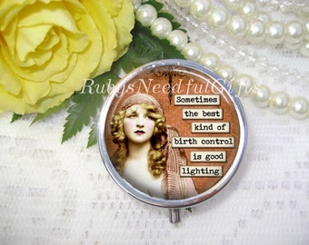 Diva Pill Case, Pill Box,Pill Container, Mint Case, Gift for her, Best Friend Gift,Medicine Organiser, Vintage Diva, Birth Control.