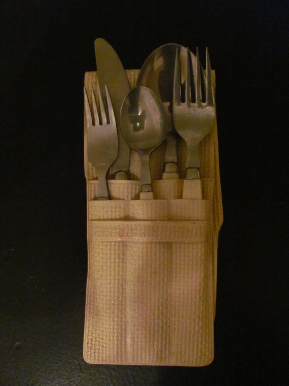 Vintage 1950s picnic cutlery set in plastic by