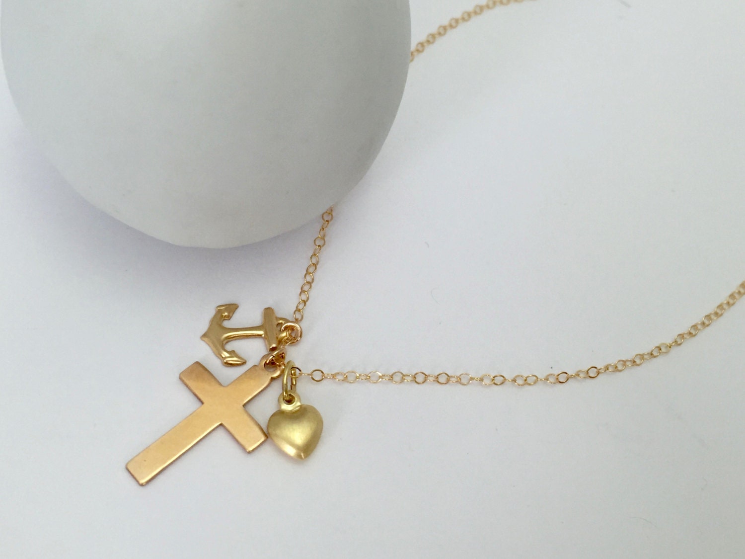 Gold Filled Faith Hope and Love Necklace Dainty Necklace