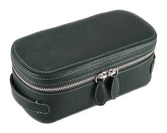 Leather beauty case, shoe cleaner case - green (m), grey (l), brown (xl), deep brown (xxl) // FREE SHIPPING, unique