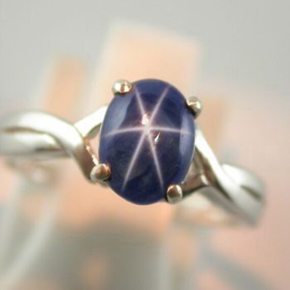 Genuine 3.27 ct Natural Blue Star Sapphire Ring by Dengpongsrishop