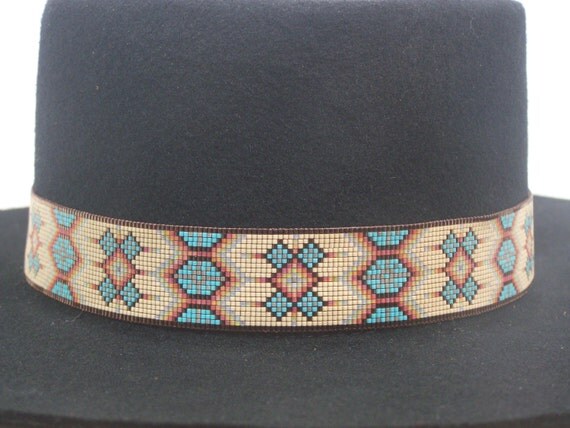 Native American Beaded Hat Band In A Southwestern Morning Star Pattern ...