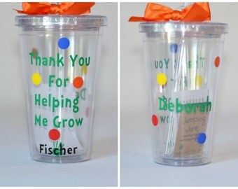 Thank you For Helping Me Grow - Personalized Gift - Tumbler - Teacher, Therapist, Nanny..etc