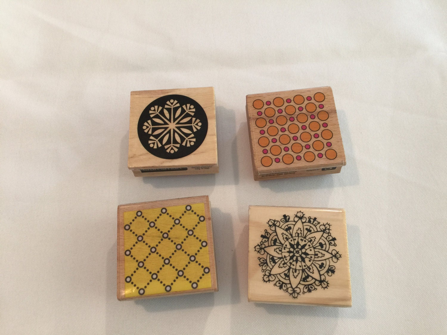 4 Wood Mounted Pattern Stamps S05 from CraftyTreet on Etsy Studio