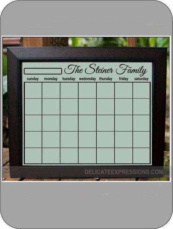 Dry Erase Wall Calendar Personalized Family Calendar Blank