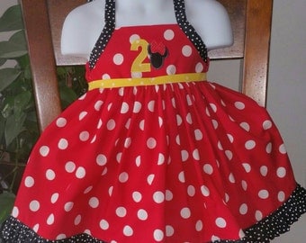 Minnie Mouse Halter Top Birthday Dress - Birthday Girl Dress - 1st Birthday Outfit - 2nd Birthday Outfit - Winnie the Pooh