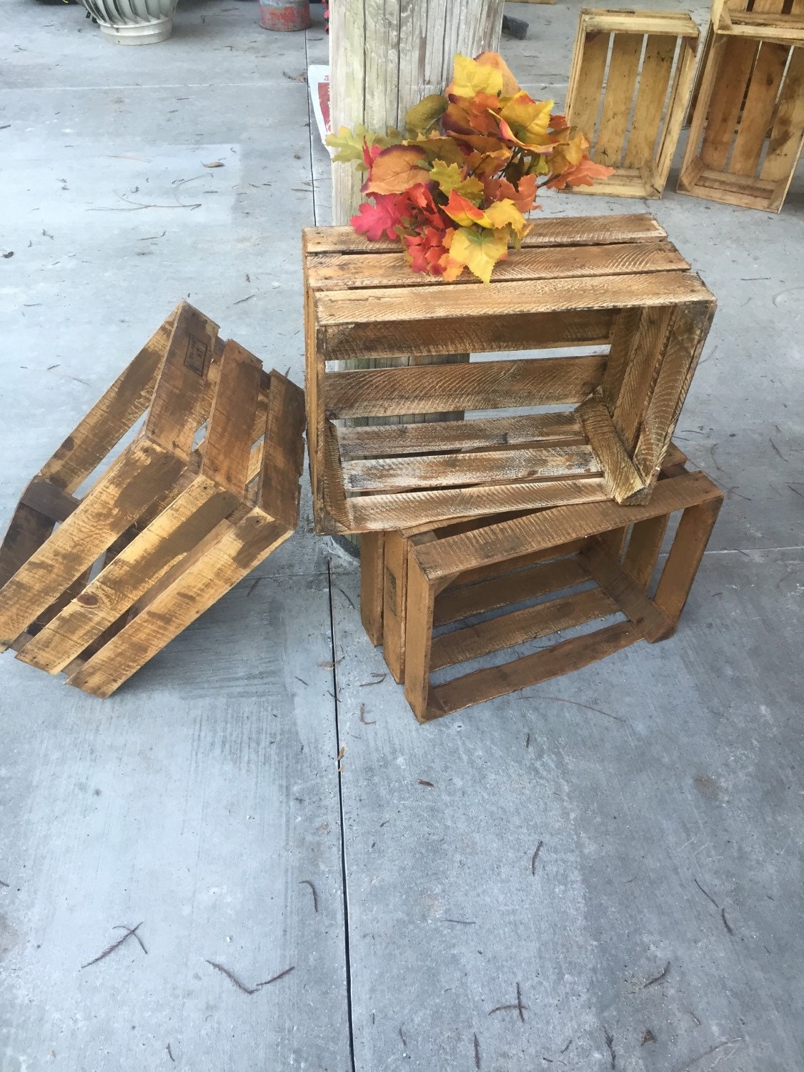 Rustic wood crates set of three by MerishcasVintage on Etsy