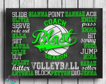 Customized VOLLEYBALL coach gift, personalized volleyball gift, volleyball subway art, coach art, coach print, DIGITAL IMAGE