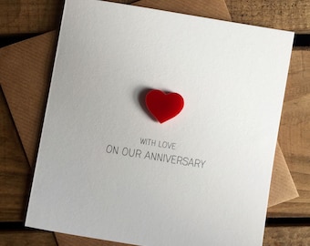 On Our Anniversary with Love Card with Magnetic Love Heart Keepsake
