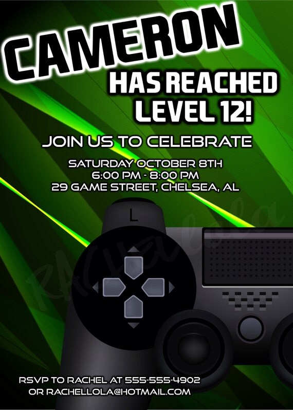 Video Game birthday invitation digital print printable