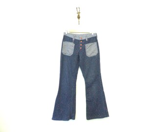 Peace Love America Flag Bell Bottom Jean Pants Set