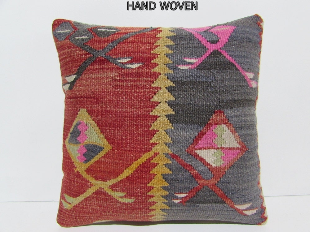 18x18 kilim pillow handcuffing kilim pillow by DECOLICKILIMPILLOWS