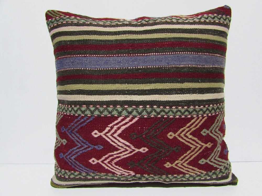 handcrafted kilim pillow 24x24 sheep euro sham wool euro