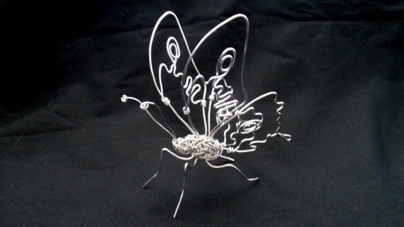 handmade wire butterfly sculpture 6in.x6in.x6in. by bethwireworks