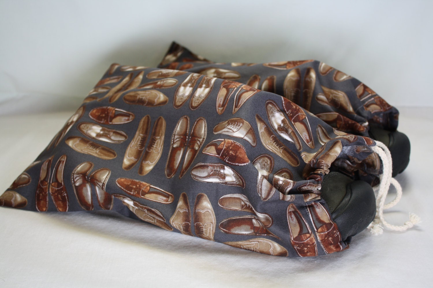 Shoe Bag Set of 2 Men's Drawstring Travel Shoe Bag Set