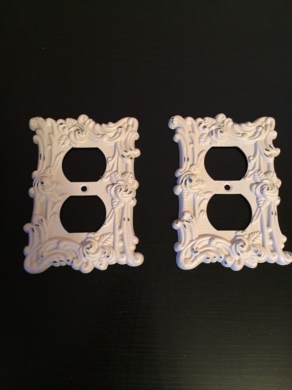 Vintage Ornate Decorative Cast Iron Brass Metal Outlet Cover