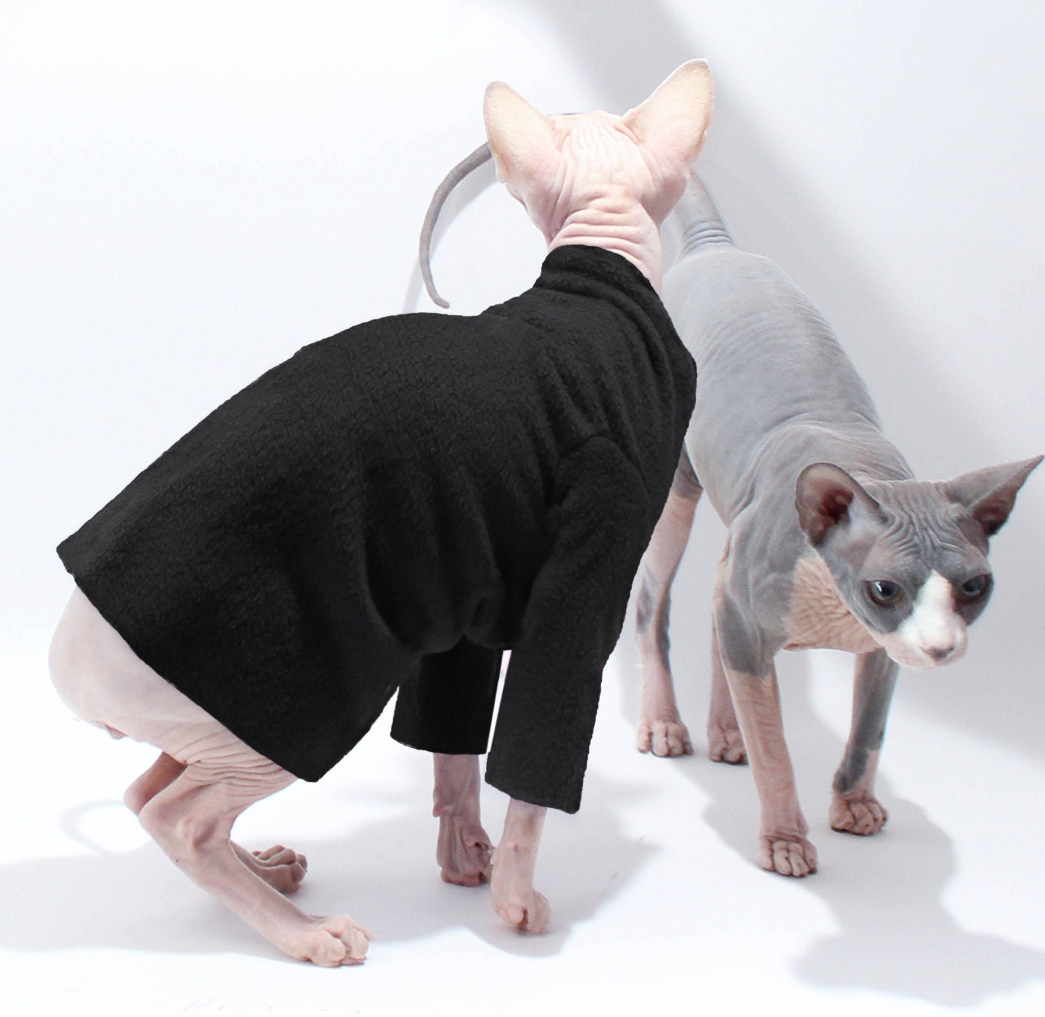 Sphynx Cat Clothes Long Sleeved Fleece cat jacket in High