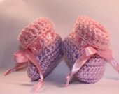 Pink Cuffed Purple Baby Booties - Girl Baby Booties - Crochet Baby Booties Pink Cuffed Purple Baby Booties - Girl Baby Booties - Crochet Baby Booties