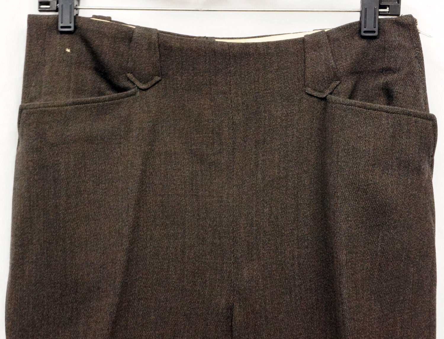 1950s Womens Brown Wool Western Pants 31x33 Vintage Retro