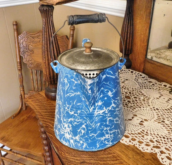 1800s Graniteware Coffee Pot Boiler Antique by