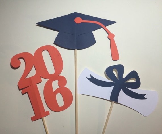 6 piece Graduation Table Decorations Picks Paper by MyCutieBows