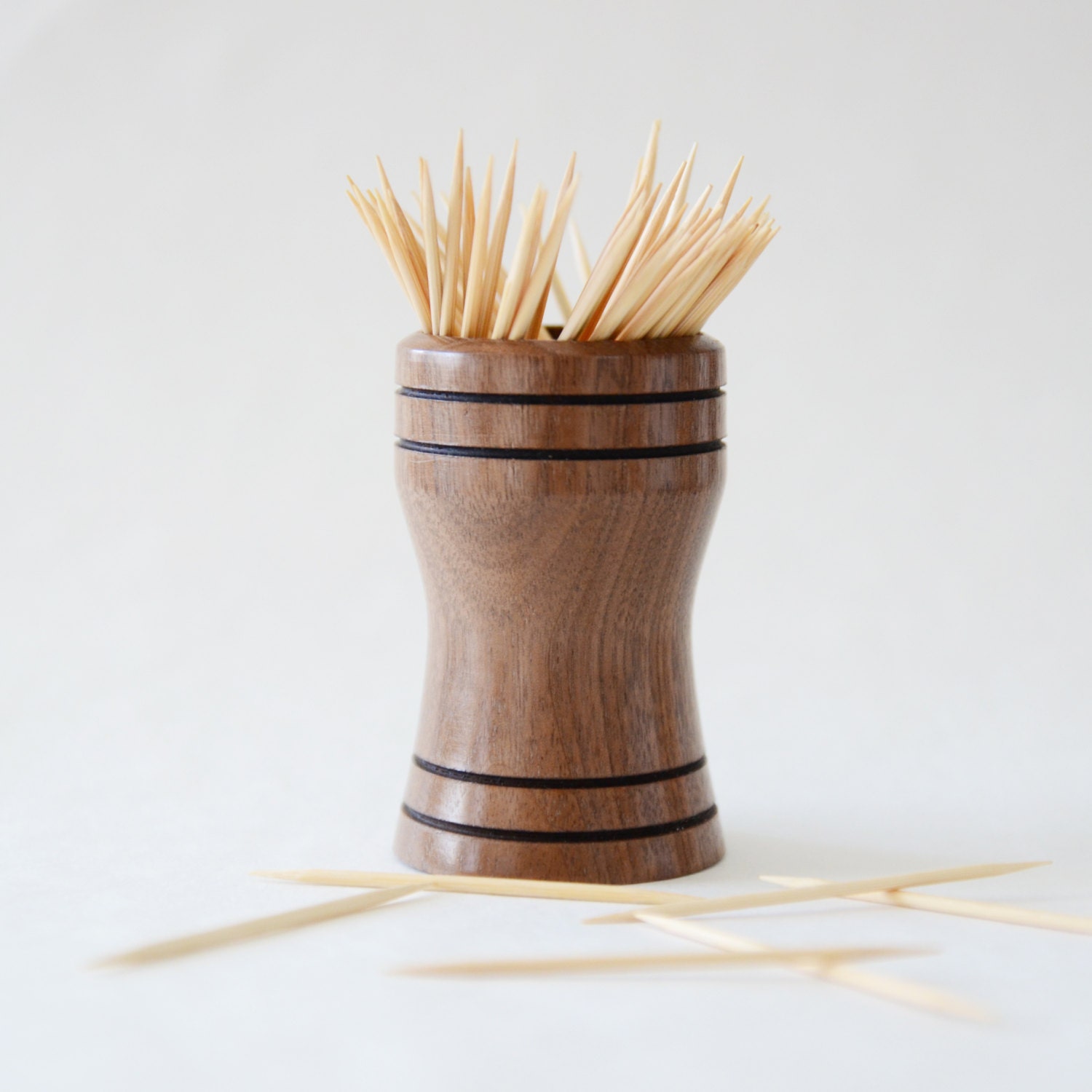 Walnut Hand Turned Wooden Toothpick Holder