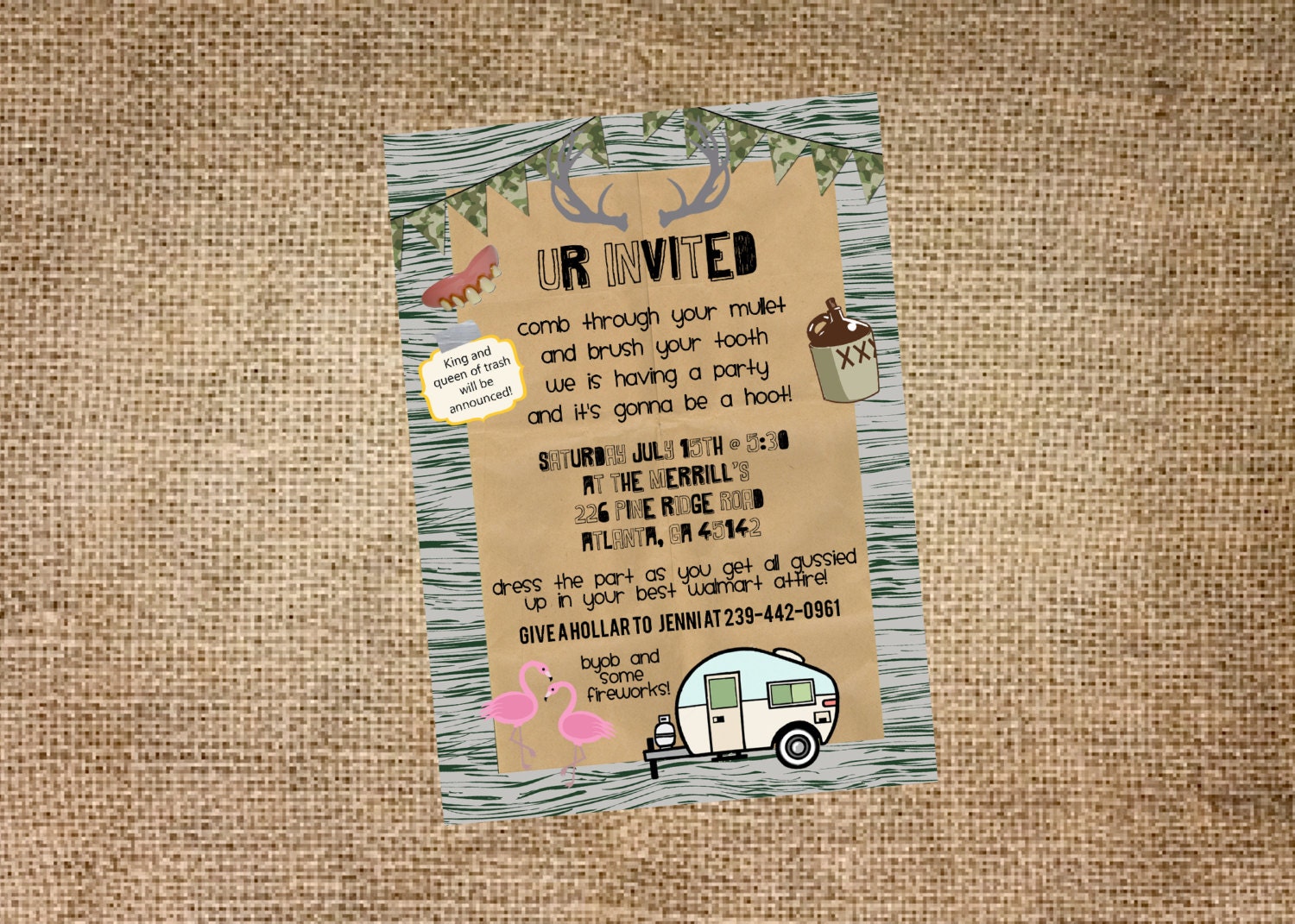 Redneck party invite personalized and by KMCustomCreations on Etsy