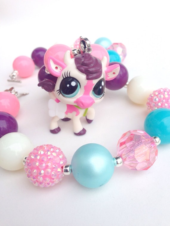 Items similar to Chunky bead necklace with Littlest Pet ...