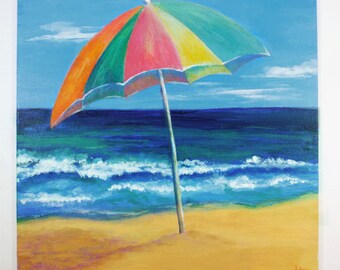 Beach umbrella art | Etsy