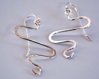 Solid Sterling Silver Handmade Earrings, Sterling Silver Drop Earrings, Sterling Silver Dangle Earrings, Gift