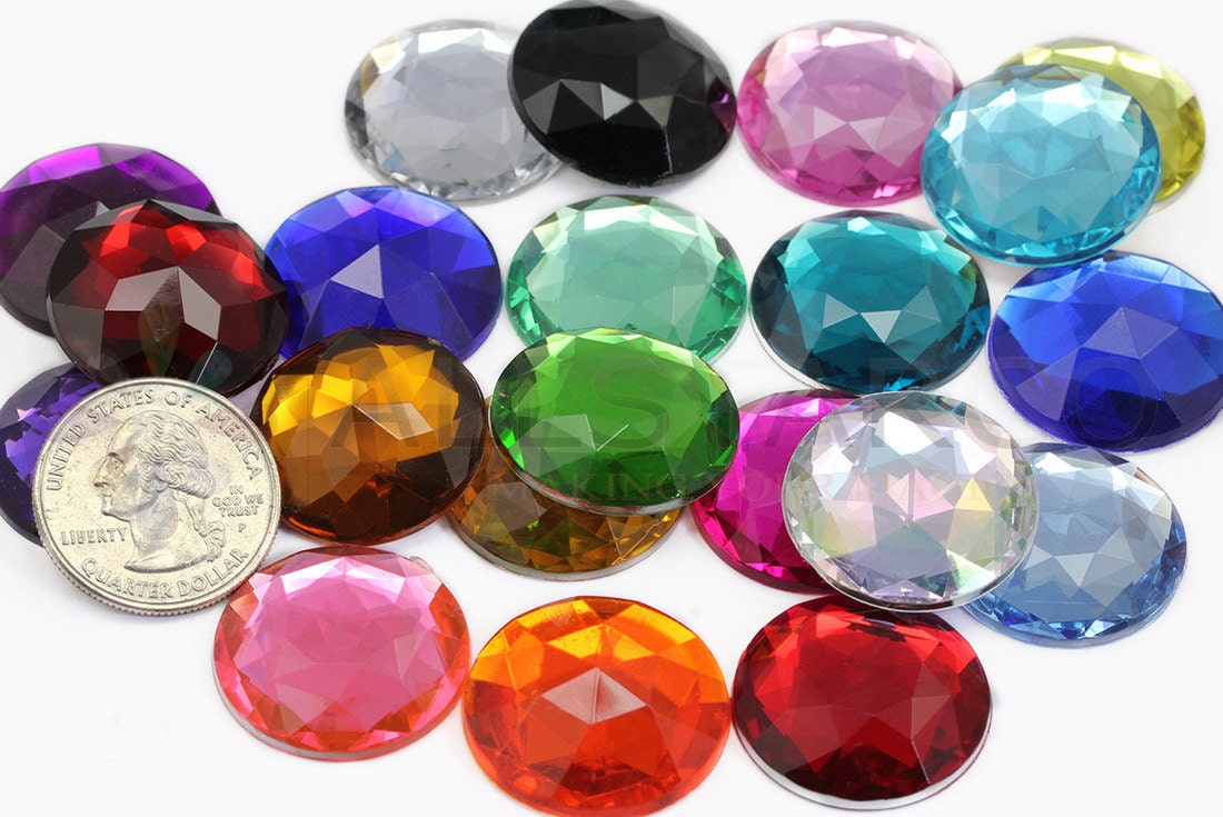 25mm Round Acrylic Jewels For Costume Making and Mosaic Art