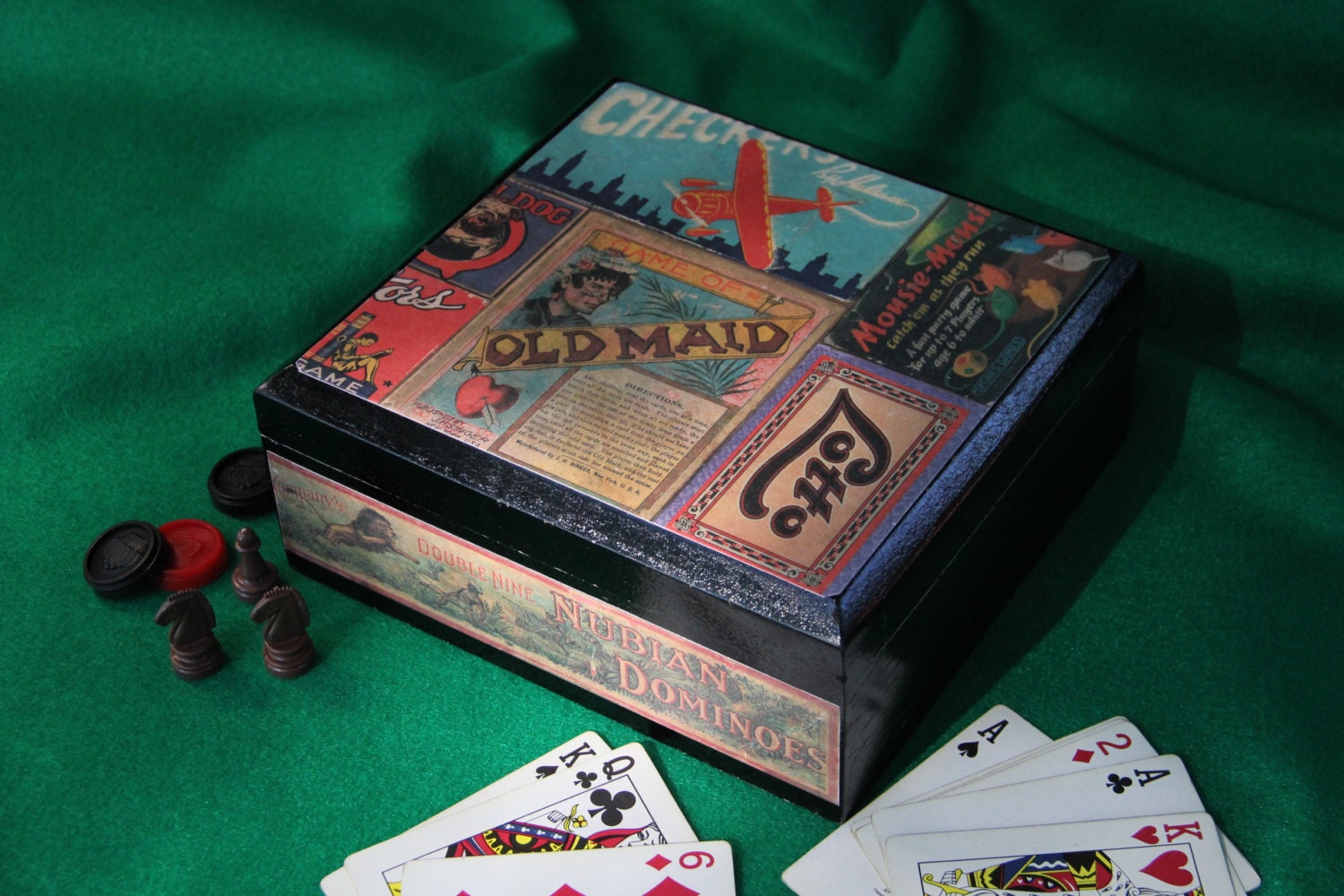 Game/Playing Cards Storage Box Keepsake Box Repurposed