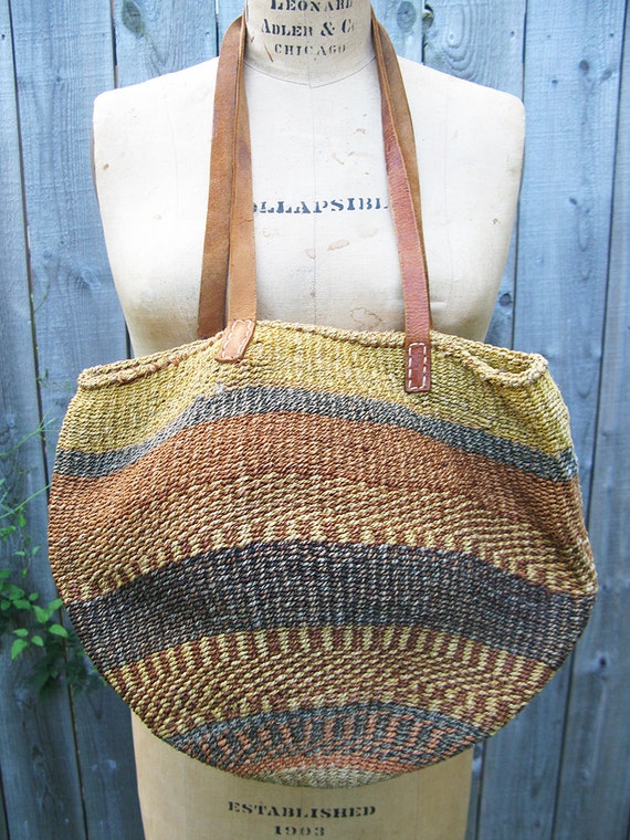 market woven stripe medium tote