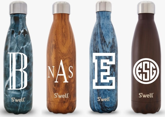 S'well Water Bottle with Personalized Custom Monogram (Elements and Wood Collection)