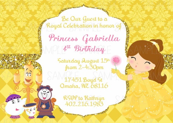 Belle Printable Birthday Party Invitation by PartyInnovations09 ...