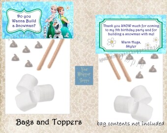 FROZEN FEVER Bags and Toppers Personalized Custom Party Favors Do You Want To Build A Snowman